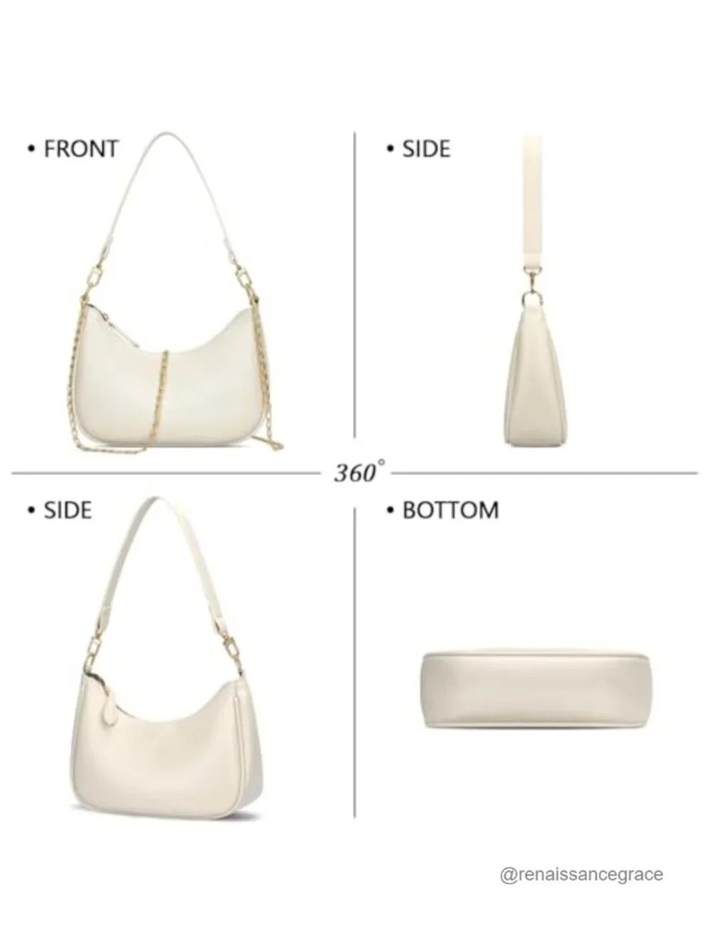 Faux Leather Hobo Shoulder Bag Women Cute Handbag Purse Gold Chain